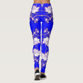Rosa auf blauen Fraktal-Blumen-Leggings Leggings (Rückseite)