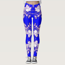 Rosa auf blauen Fraktal-Blumen-Leggings Leggings