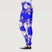 Rosa auf blauen Fraktal-Blumen-Leggings Leggings (Links)