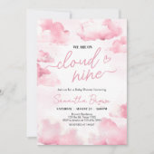 Rosa auf Cloud Nine Baby Dusche Einladung (Vorderseite)