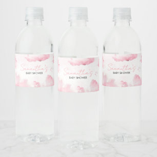 Rosa auf Cloud Nine Baby Dusche Wasserflaschenetikett