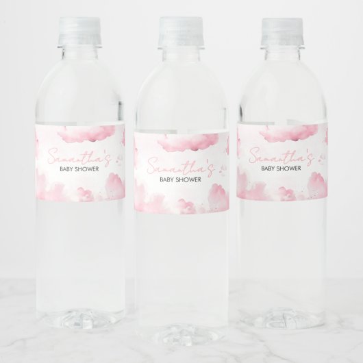 Rosa auf Cloud Nine Baby Dusche Wasserflaschenetikett (Flaschen)