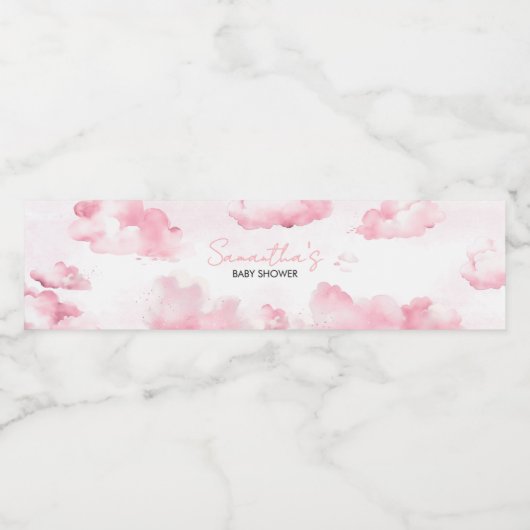 Rosa auf Cloud Nine Baby Dusche Wasserflaschenetikett (Einzelnes Label)