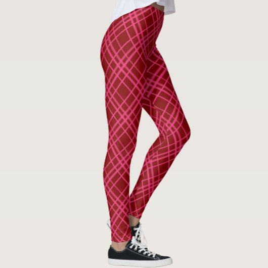 Rosa auf dem Maroon Red Tartan Kariertes Muster Leggings