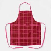Rosa auf dem Maroon Red Tartan Kariertes Muster Schürze (Vorderseite)
