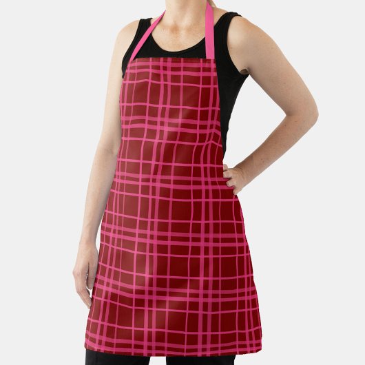 Rosa auf dem Maroon Red Tartan Kariertes Muster Schürze