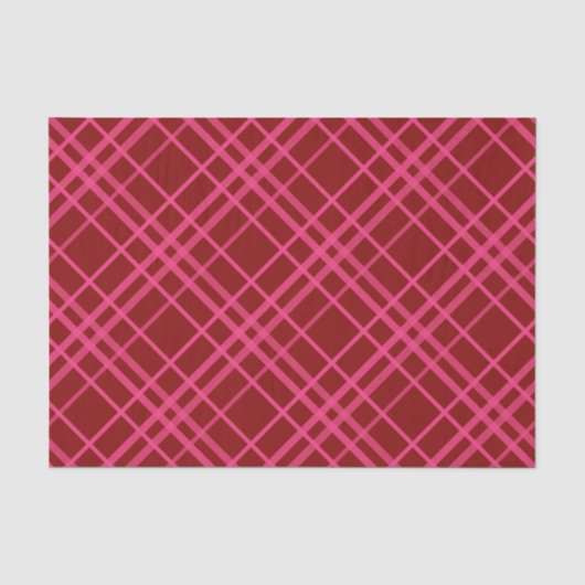 Rosa auf dem Maroon Red Tartan Kariertes Muster Seidenpapier (Vorderseite)