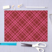 Rosa auf dem Maroon Red Tartan Kariertes Muster Seidenpapier (Handwerk)