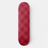 Rosa auf dem Maroon Red Tartan Kariertes Muster Skateboard (Vorderseite)