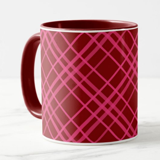 Rosa auf dem Maroon Red Tartan Kariertes Muster Tasse