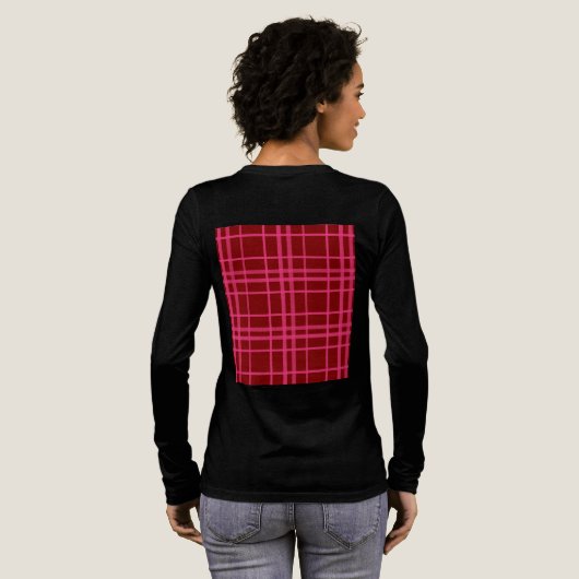 Rosa auf dem Maroon Red Tartan Kariertes Muster Tri-Blend Shirt (Voller Rückseite)