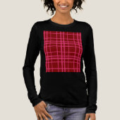 Rosa auf dem Maroon Red Tartan Kariertes Muster Tri-Blend Shirt (Vorderseite)
