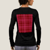 Rosa auf dem Maroon Red Tartan Kariertes Muster Tri-Blend Shirt (Rückseite)