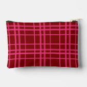 Rosa auf dem Maroon Red Tartan Kariertes Muster Zubehörtasche (Rückseite)