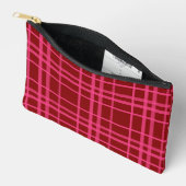 Rosa auf dem Maroon Red Tartan Kariertes Muster Zubehörtasche (Offen)