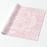 Rosa auf dem weißen Tribal Mandala Geschenkpapier<br><div class="desc">Elegantes Rosa auf veränderbarem weißem Hintergrund Vintage verzierte Mandala-Schließung des Stammes. Cool für Hochzeiten und jeden Anlass.</div>