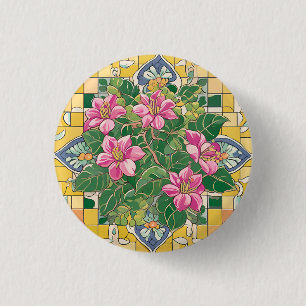 Rosa auf der gelben Seite Button