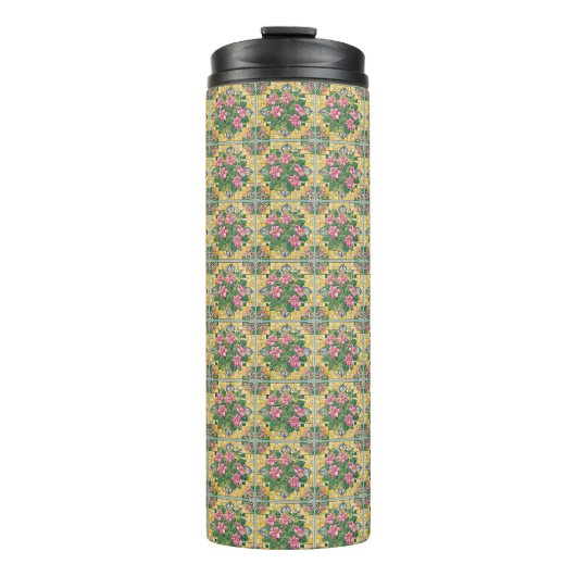 Rosa auf der gelben Seite Thermosbecher (Vorderseite)