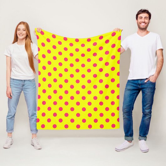Rosa auf gelben Punkten Musterdesign Fleecedecke