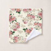 Rosa auf gelber Vintager Blüte Badhandtuch Set (Waschlappen)