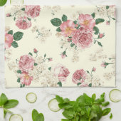 Rosa auf gelber Vintager Blüte Geschirrtuch (Gefaltet)