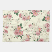 Rosa auf gelber Vintager Blüte Geschirrtuch (Horizontal)