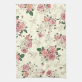 Rosa auf gelber Vintager Blüte Geschirrtuch (Vertikal)