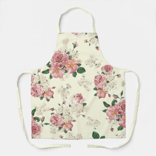 Rosa auf gelber Vintager Blüte Schürze (Vorderseite)