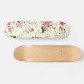 Rosa auf gelber Vintager Blüte Skateboard (Horizontal)