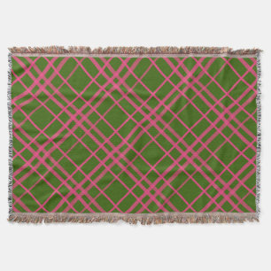 Rosa auf grünem Karomuster-Linien-Design Decke