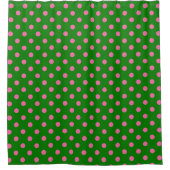 Rosa auf grünem Polka-Punkte-Musterdesign Duschvorhang (Vorderseite)