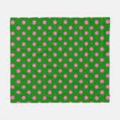 Rosa auf grünem Polka-Punkte-Musterdesign Fleecedecke (Vorderseite (Horizontal))