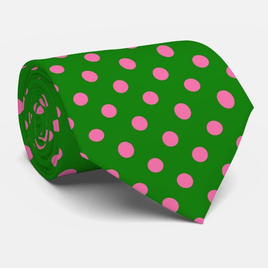 Rosa auf grünem Polka-Punkte-Musterdesign Krawatte