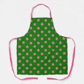 Rosa auf grünem Polka-Punkte-Musterdesign Schürze (Vorderseite)