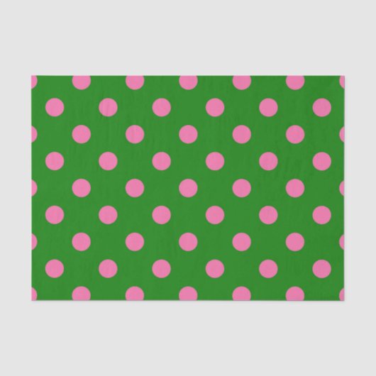Rosa auf grünem Polka-Punkte-Musterdesign Seidenpapier (Vorderseite)