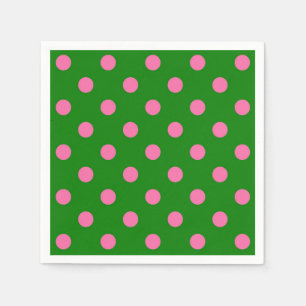 Rosa auf grünem Polka-Punkte-Musterdesign  Serviette