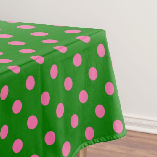 Rosa auf grünem Polka-Punkte-Musterdesign Tischdecke