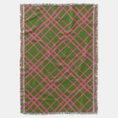 Rosa auf grünem Tartan Kariertes Muster Decke (Vorderseite Vertikal)