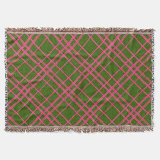 Rosa auf grünem Tartan Kariertes Muster Decke (Vorderseite)
