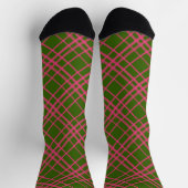 Rosa auf grünem Tartan Kariertes Muster Socken (Oben)
