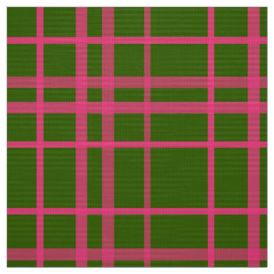 Rosa auf grünem Tartan Kariertes Muster Stoff