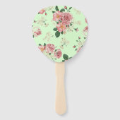 Rosa auf grüner Vintager Blüte Fächer (Rückseite)