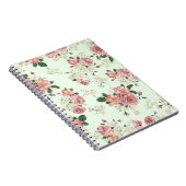 Rosa auf grüner Vintager Blüte Notizblock (Rechte Seite)
