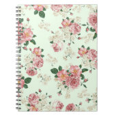 Rosa auf grüner Vintager Blüte Notizblock (Vorderseite)