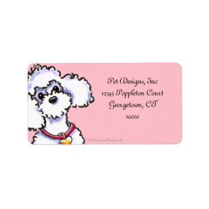 Rosa auf rosa Collar Poodle Adressaufkleber