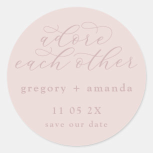 Rosa auf Rosa Elegante Kalligrafie Buchstaben Runder Aufkleber