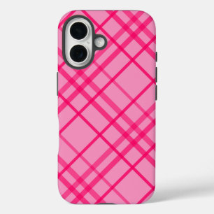 Rosa auf rosa kariertes Gitter-Karodesign iPhone 16 Hülle