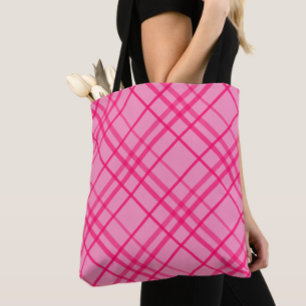 Rosa auf rosa kariertes Gitter-Karodesign Tasche