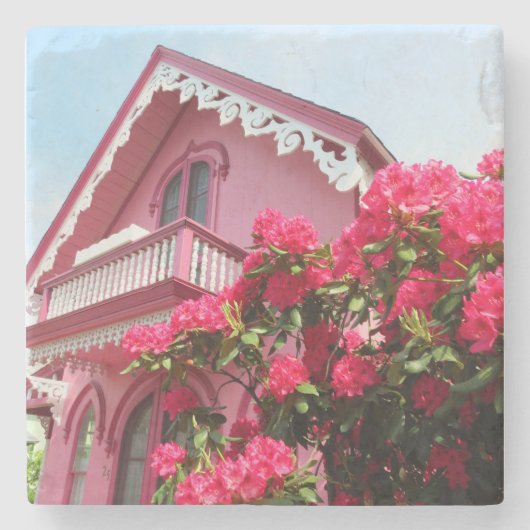 Rosa auf Rosa - Martha's Vineyard Steinuntersetzer (Vorderseite)