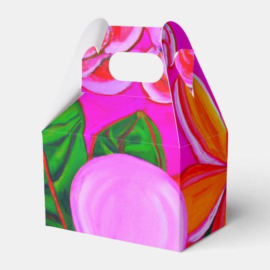 Rosa auf rosa Plumeria Tropisches Gastgeschenk Geschenkschachtel (Rückseite)
